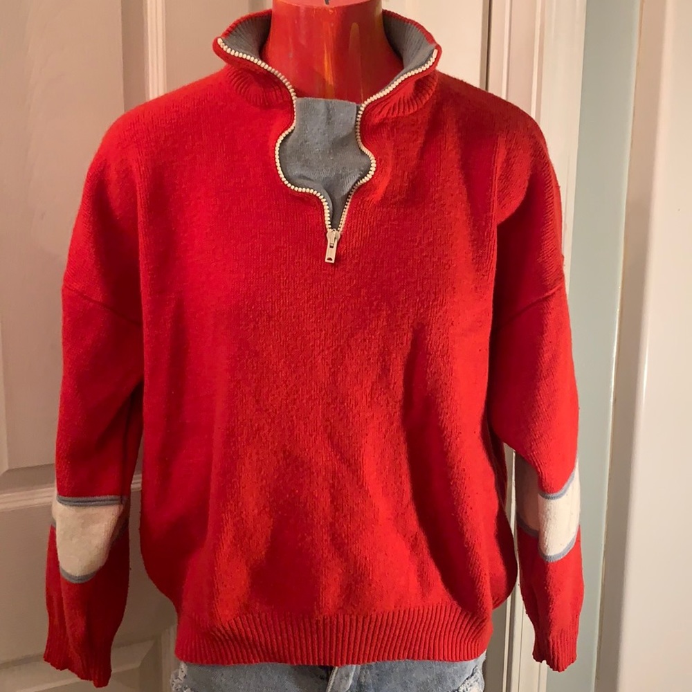Vintage St. Michael Rad Red Gray and White PullOver Sweater
